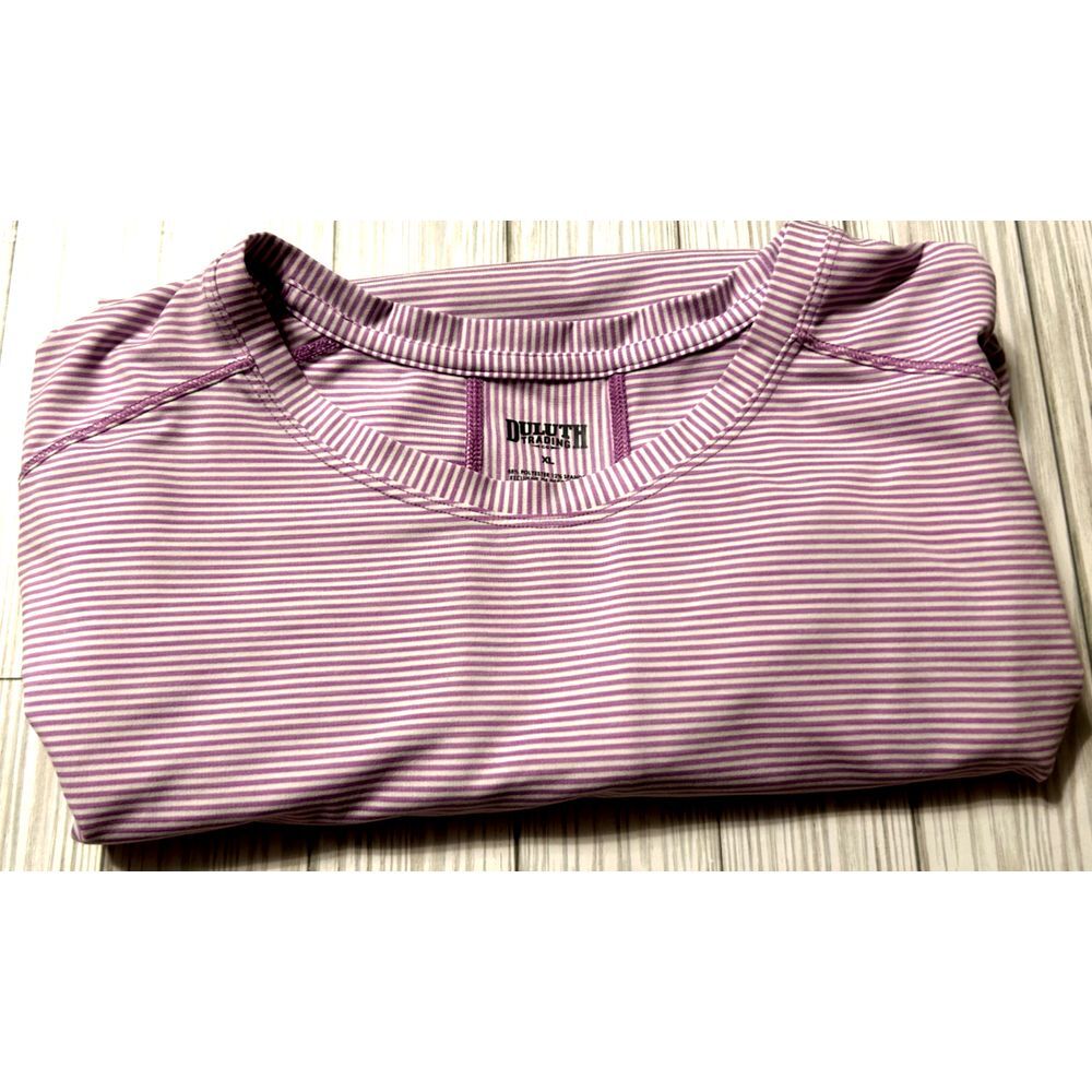 Duluth Trading Co‎ Shirt Women's Active Wear Workout Top Purple Striped XLARGE